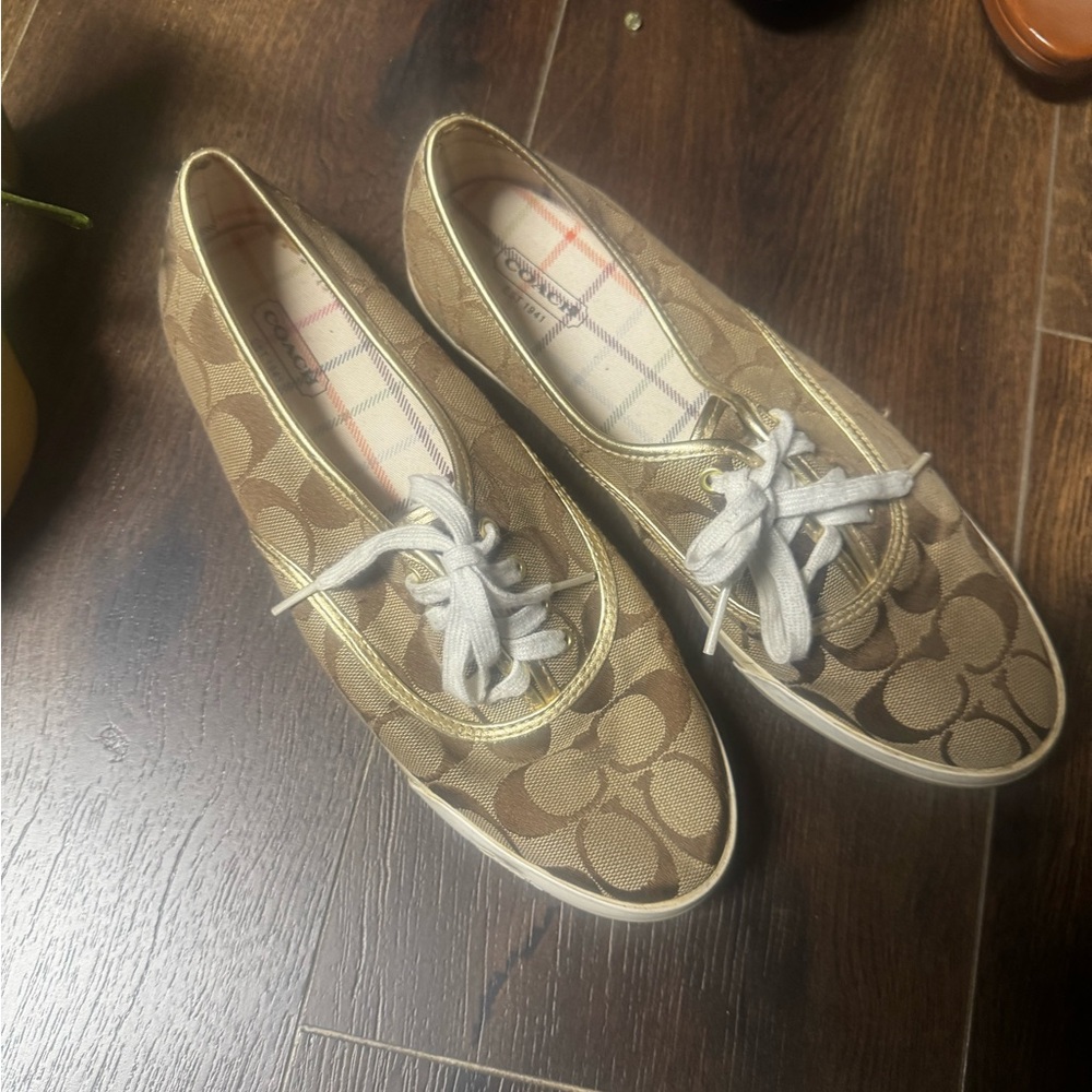 Coach Women's Tan Canvas Sneakers